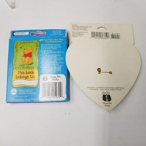 Vintage Disney Pooh Pin Gift Box Crayons Lunch Box Desk Set New Lot 4 - Picture 3 of 8